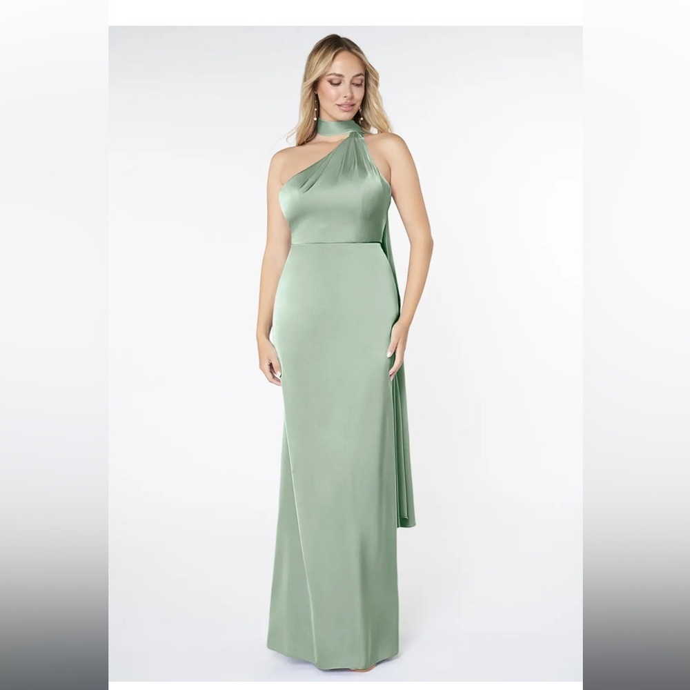 Azazie Agave Halter Scarf Bridesmaid Dress